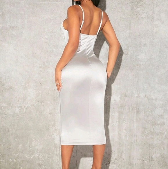 Solid Satin Cami Bodycon Dress - Picture 2 of 4